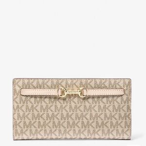 Michael Kors Pale Gold MK Signature Continental Wallet